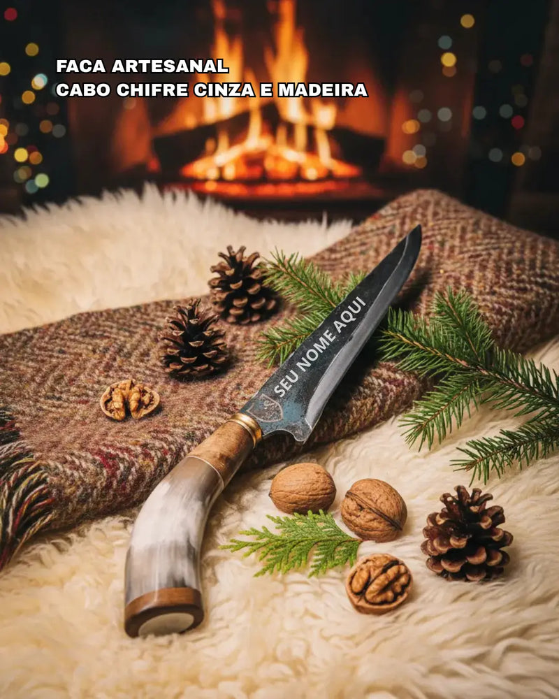 Faca Artesanal para Churrasco Personalizada | Aço Carbono de 9"