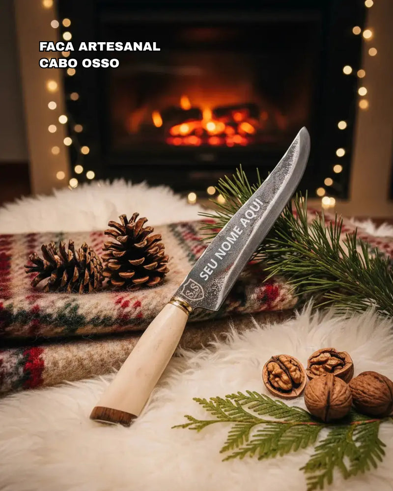 Faca Artesanal para Churrasco Personalizada | Aço Carbono de 9"