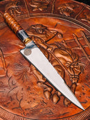 Faca de Churrasco 10" com Cabo em Madeira Torneado e Osso