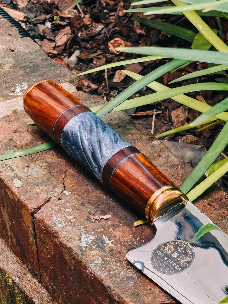 Faca de Churrasco 10" Cabo em Madeira e Osso Torneado