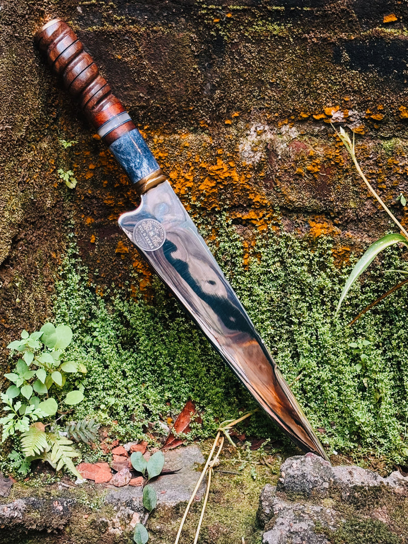 Faca de Churrasco 10" com Cabo em Madeira Torneado e Osso