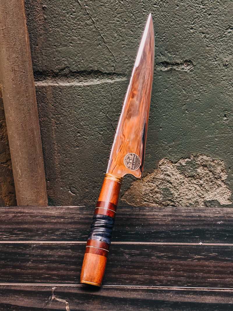 Faca de Churrasco 10" Cabo em Madeira e Osso Torneado