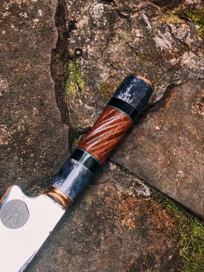 Faca de Churrasco 10" Cabo em Madeira e Osso Torneado