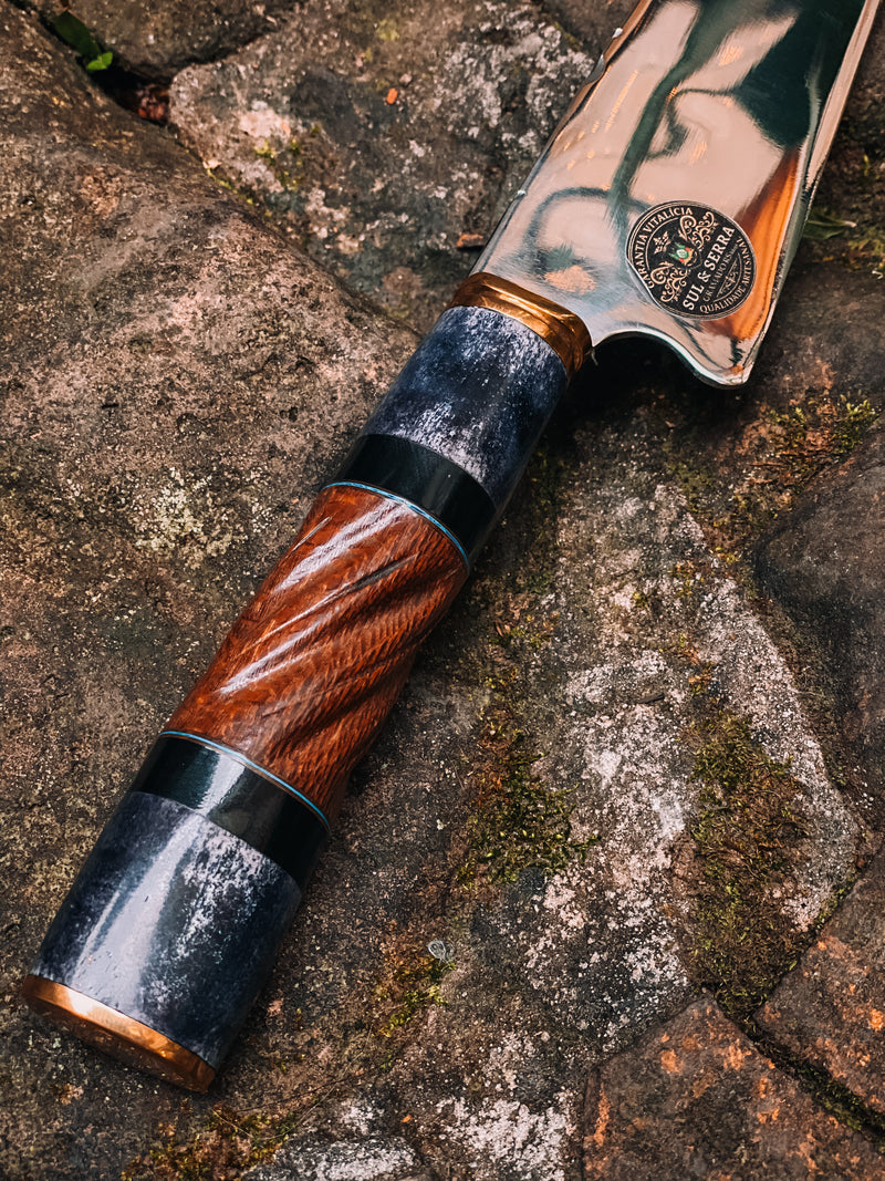 Faca de Churrasco 10" Cabo em Madeira e Osso Torneado