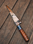 Faca de Churrasco 10" com Cabo em Madeira Torneado e Osso