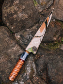 Faca de Churrasco 10" com Cabo em Madeira Torneado e Osso