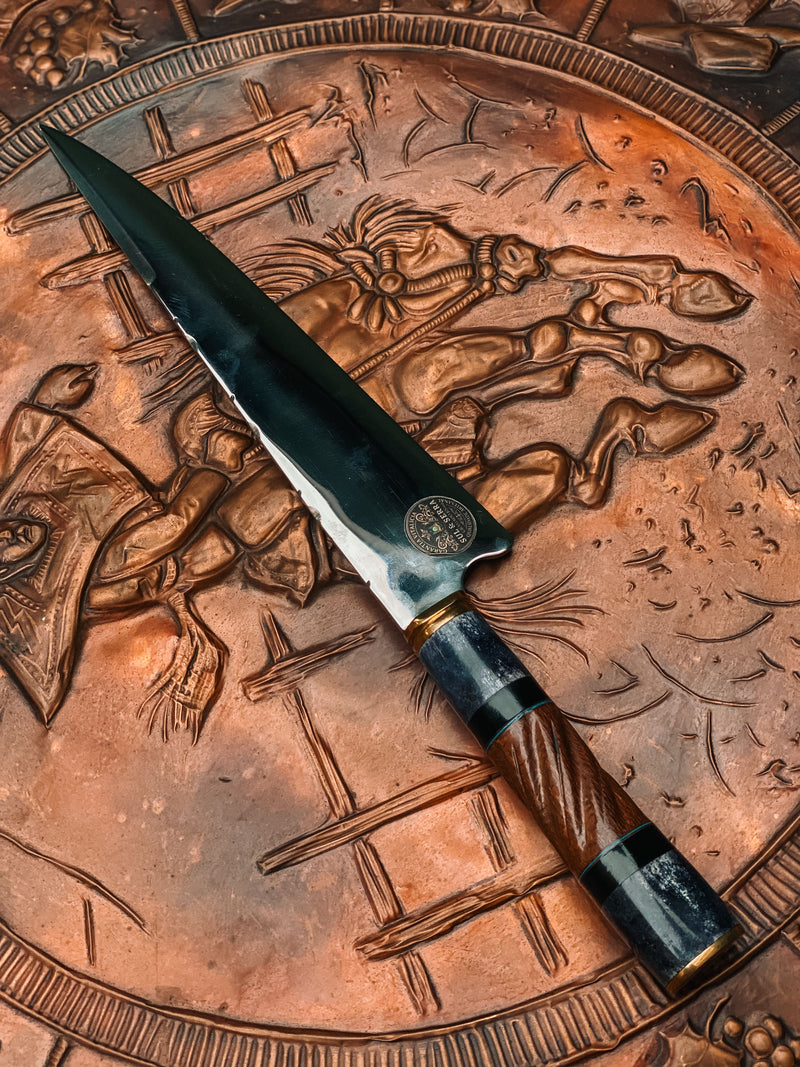 Faca de Churrasco 10" Cabo em Madeira e Osso Torneado