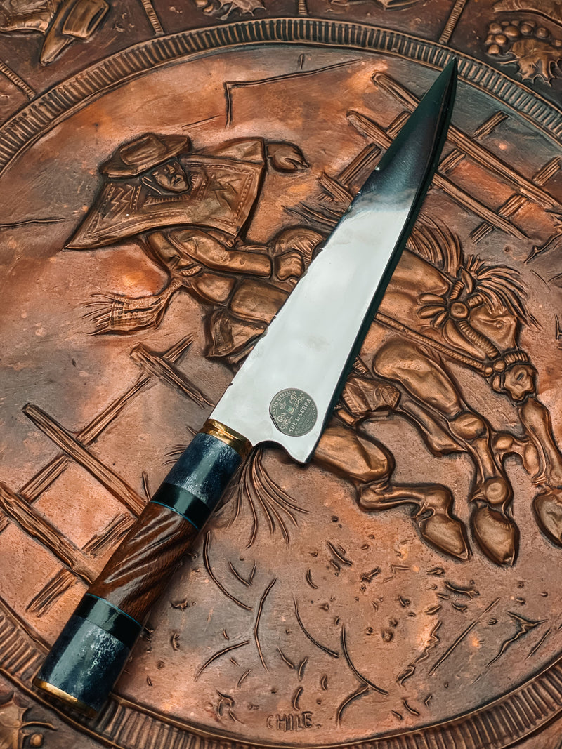 Faca de Churrasco 10" Cabo em Madeira e Osso Torneado