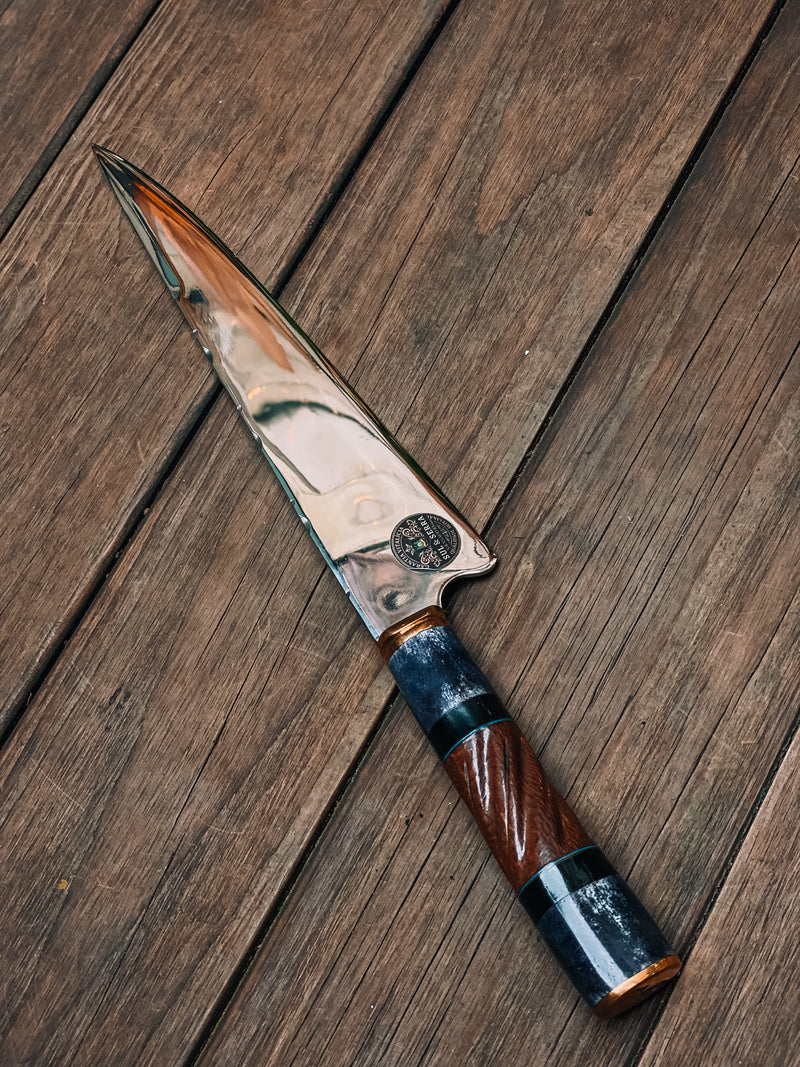 Faca de Churrasco 10" Cabo em Madeira e Osso Torneado