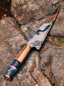 Faca Gaúcha de 10" com Cabo em Madeira Osso Torneado Pigmentado