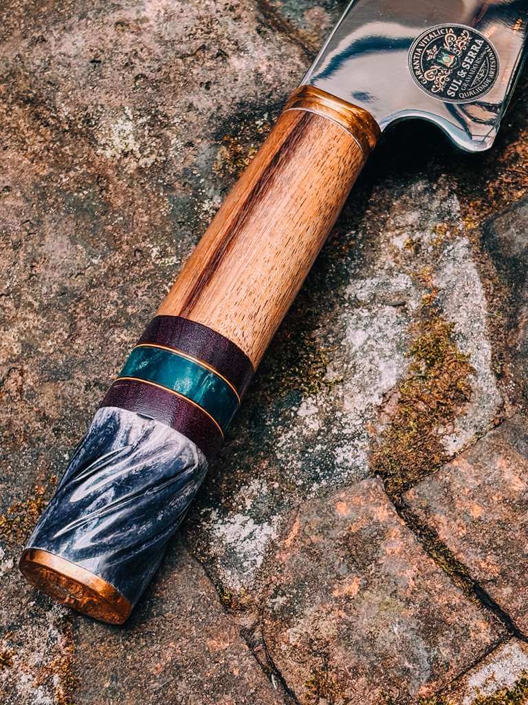 Faca Gaúcha de 10" com Cabo em Madeira Osso Torneado Pigmentado